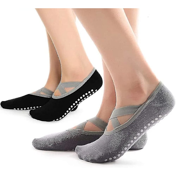 Yogasockor, 2 par Acsergery present yogapilatesockor för kvinnor med grepp &
