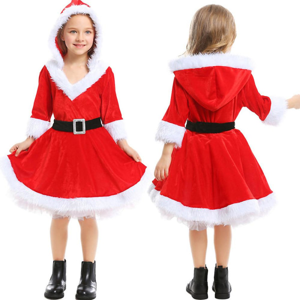 4-12 år Børn Piger Julefest Minikjoler Julemand Cosplay udklædningskjole 11-12 Years