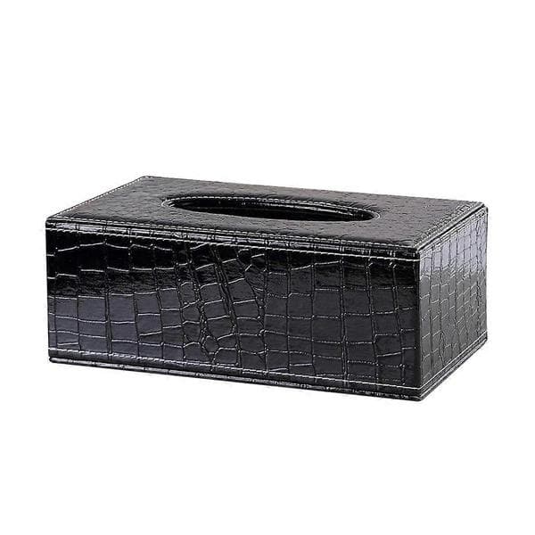 Heminredning Rektangulær Læder Køkken Bil Tissue Box Servietholder Sort, Stilfuld