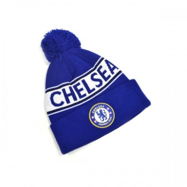 Chelsea FC Unisex Neulottu Bobble Cap aikuisille One Size Sininen/Valkoinen Sininen/Whit Blue/White One Size