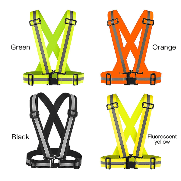 Reflekterande väst för löpning och cykling med justerbar visirrem och hög synlighetssäkerhet, grön färg Black