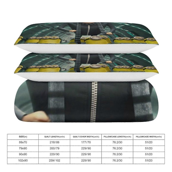 x338 Grusomme Meg 3-delt Sengesett Varmt og Komfortabelt Mykt Dynetrekk Sengesett med 1 Dynetrekk og 2 Putetrekk for Soverom b338 135x200cm 53x78in