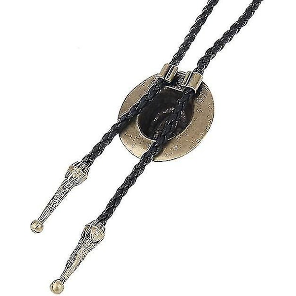 Western Hat Svart Bolo Tie For Menn Og Kvinner, Native American Leather Bolo Tie String