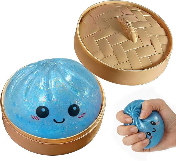 Glittrande dumplings, Glittrande dumplings Mjuk och söt presentförpackning, Fidget Spinner Sensorisk Mjuk knådning Dekompression Deg Ljusblå light blue
