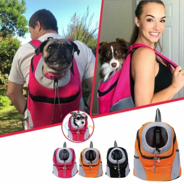 Rejsetaske til kæledyr, hund, hvalp, rejse, mesh-rygsæk, front, bærbar skuldertaske Black M