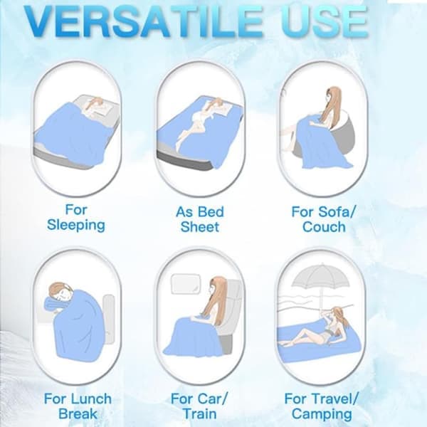 Cooling Blanket for Hot Sleepers, Thin Lightweight Breathable Soft Double-Sided Enhanced Cooling Blanket for Summer, Night Sweat Relief Light Blue Light Blue