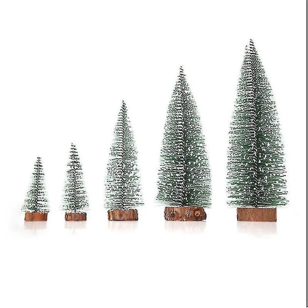 Skrivbord mini julgran med ljus miniatyr tallar Sisal träd med trä bas Julgran set Bordsskiva träd