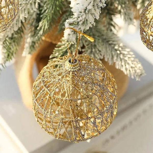6 stk/sett Julepynt Gull Ball  Fest Ornament Dekorasjon Gylden Juleball 2023 Nyttår Julepynt