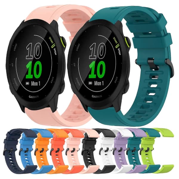 Til Garmin Forerunner 55 20 mm ensfarvet blød silikone urrem Blue