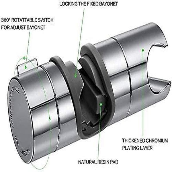 Utskiftbar håndholdt dusjhodeholder, dusjhodeholder, 18-25 mm diameter justerbar, krom ABS (sølv)