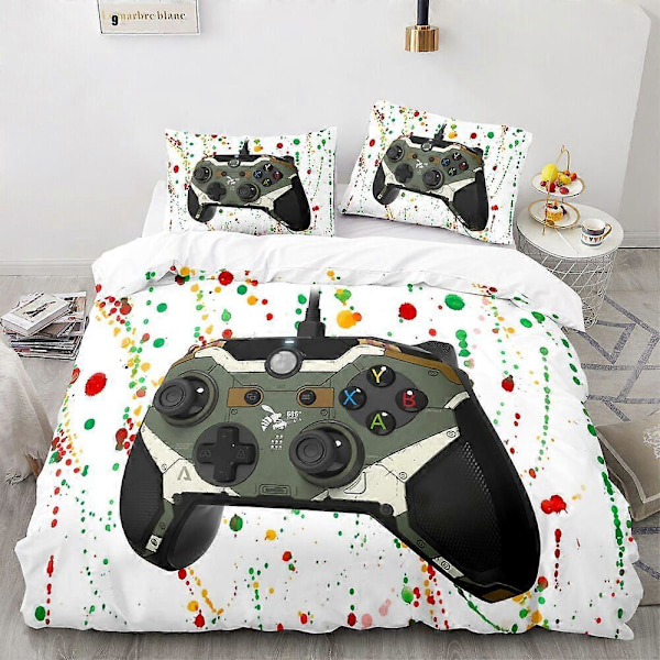 v5505 Sängkläder 3 Delar Gamepad Pojkar Sängklädesset Påslakan Örngott Storlek Sängkläder IU5505 135x200cm 53x78in