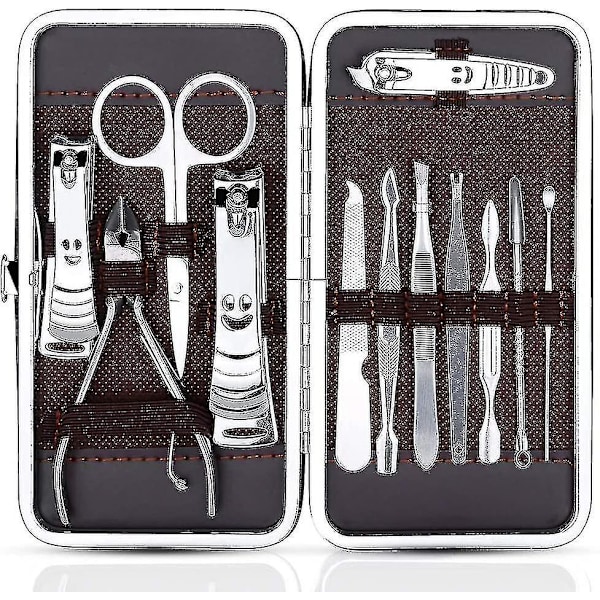 12-i-1 Set med nagelklippare Manikyr Pedikyr Rostfritt Stål Nagelvård Manikyr Pedikyr Verktyg