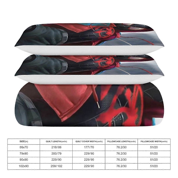 v280 Spider-Man 3-delt sengesett for enkeltseng - Inkluderer 1 enkelt dyne og 2 putetrekk - Falmebestandig mikrofiber - Spider io280 135x200cm 53x78in