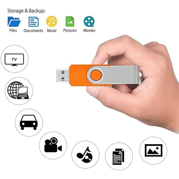 2 GB USB-stik, 10 stk. USB 2.0-datastift med USB-stikpose, roterende, foldbar hukommelse Style 4