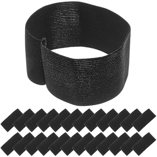 25 stk. Begravelsesorte Mindearmbånd Sørgearmbånd Fodboldarmbånd Elastisk Armbånd