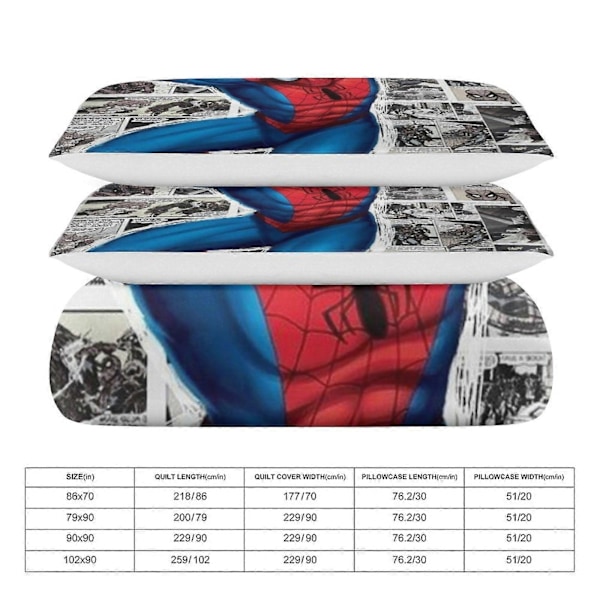 v905 Spider-Man 3-delt sengesett for enkeltseng - Inkluderer 1 enkelt dyne og 2 putevar sengetøy - Falmebestandig mikrofiber - Spider io905 135x200cm 53x78in