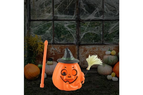 Bærbar LED-lyd med kosteskaft Halloween gresskarlys