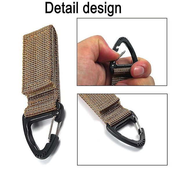 4 stk. Hengekarabinkrok Nylon Vevbånd Trekant Spenne Stroppklips for Ryggsekk Khaki