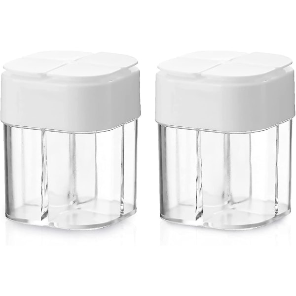 Spice Storage Containers, 2 Pcs Plastic Spice Storage Container White With 4 Grids For Storage