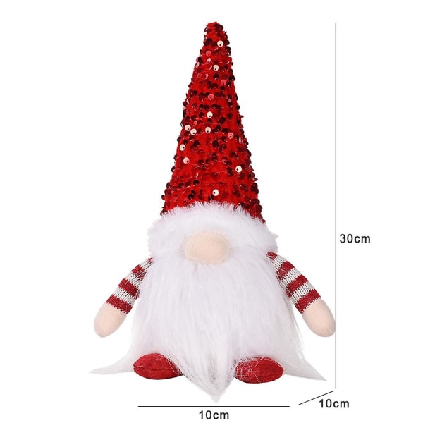 Led Sequins Gnome Xmas Doll Joulukoristeet Juhlakoristeet Red