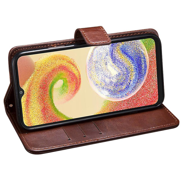 Samsung Galaxy A15 5G -kotelo, hullunhevosen tekstuurin nahkainen lompakkokotelo Brown