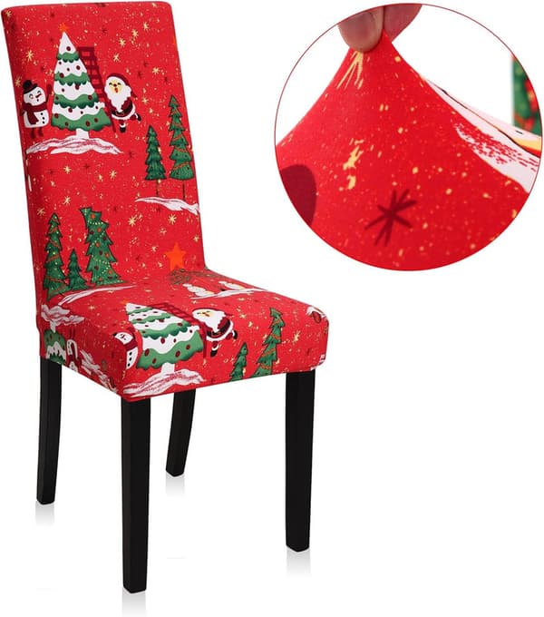 4-pack julstolsöverdrag stretch avtagbart tvättbart matsal julgran Christmas Tree Christmas Tree 4