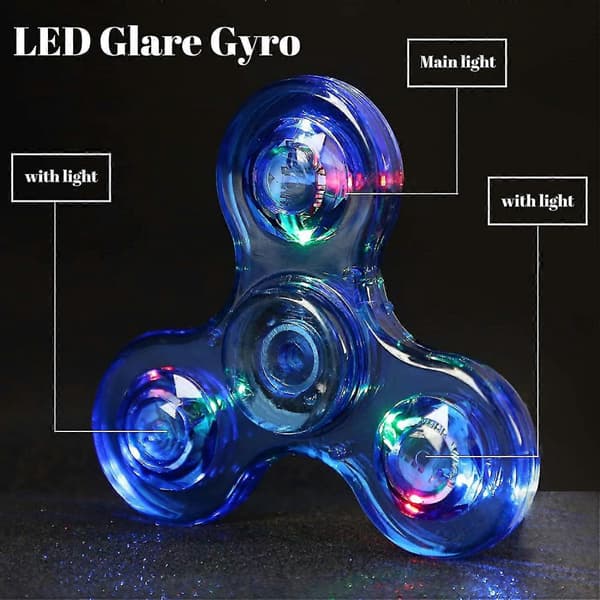 Fidget Spinners 5-pack, LED-upplysta transparenta fidget-leksaker, ADHD- och ångestleksaker, stressreducerande spinner för barn (5-pack)