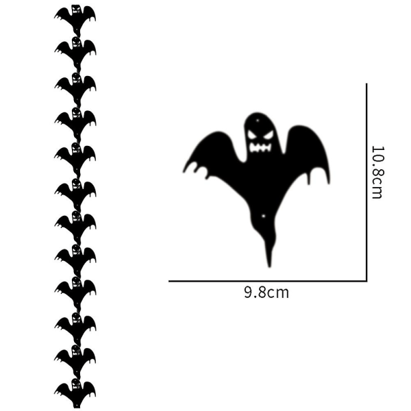 12 stycken läskiga spöklika fladdermusskalle spöke Halloween hängande dekoration festdekor D