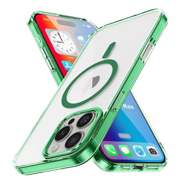 iPhone 16 Pro -kotelo, MagSafe-yhteensopiva TPU+PC läpinäkyvä puhelimen suojakotelo - Multicolor Green