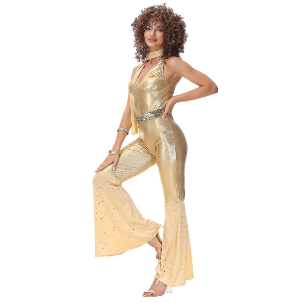Vintage Rock Disco Naislaulajan Asuja Naiset Halloween 70s 80s Hippie Cosplay Asuja Lavastusnäytös Tanssiasu M