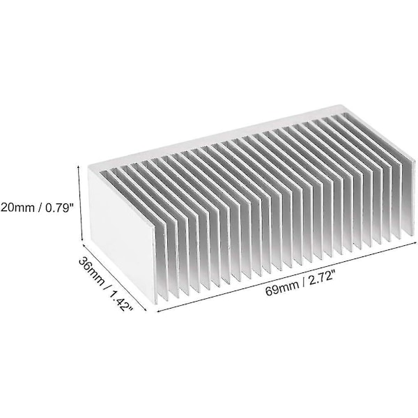 Elektroniikan jäähdytin LED- ja virtalähteille, hopea, 20 x 69 x 36 mm
