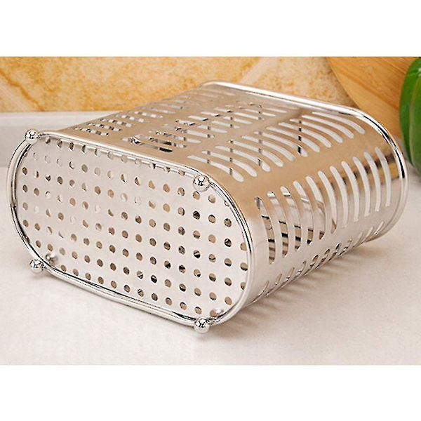 Rustfrit Stål Spisepindsholder Bestikholder Tørrestativ Multifunktionel Vægophæng Køkkenredskaber (Oval Form)