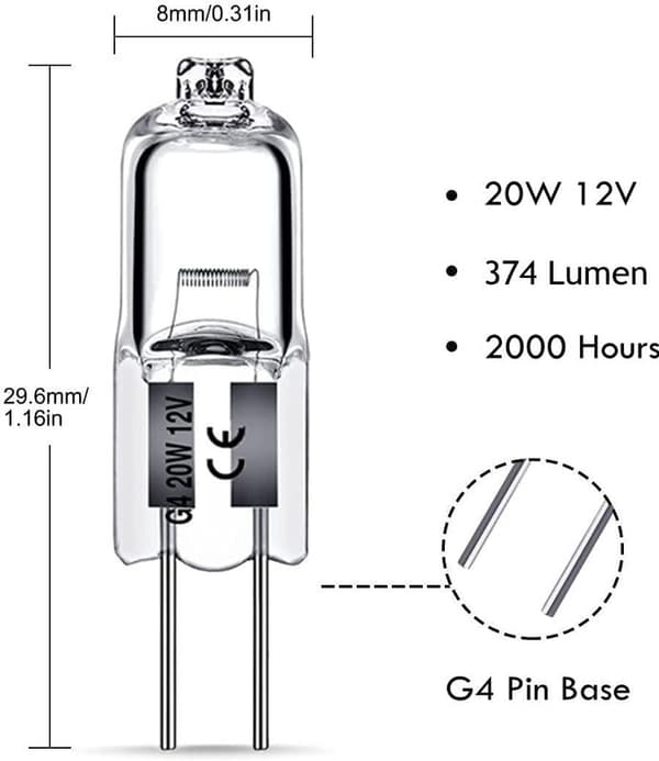 G4 Halogenlampor 20W 12V - Varmvit - 12-pack 20W 20W 12pcs