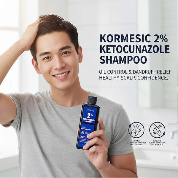 KORMESIC 2% Ketoconazol Shampoo Mod Skæl Hårpleje Hårbehandling blue 1pcs
