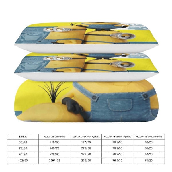 x5 Minion 3-osainen vuodevaatesetti Lämmin ja mukava pehmeä pussilakanasetti, jossa 1 pussilakana ja 2 tyynyliinaa makuuhuoneeseen b5 135x200cm 53x78in