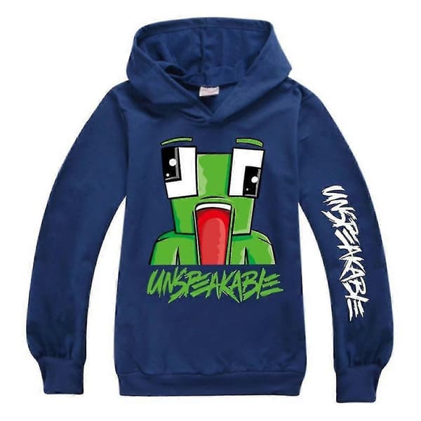7-14 år Barn Gutter Jenter Unspeakable Hettegenser Genser Topper Navy Blue 9-10Years