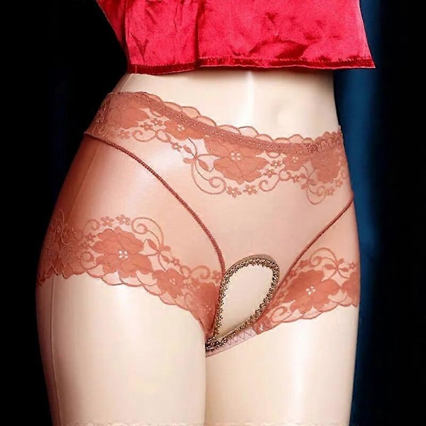 Perspective Åben Skridt Underbukser Kvinder Erotisk Skridtløs Blonder Transparent Trusser Til Sex Underbukser Sexy Lingeri Til Damer red 48-60kg