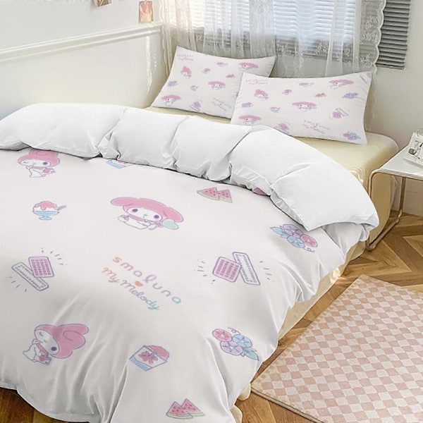 v1162 Sanrio Täcke Set Tjockt Mjukt 3-delars Sängklädesset Året Runt Täcke med 2 Örngott för Vuxna Kvinnor Flickor Tonåringar Hem Rum Inredning io1162 200x200cm 78x78in