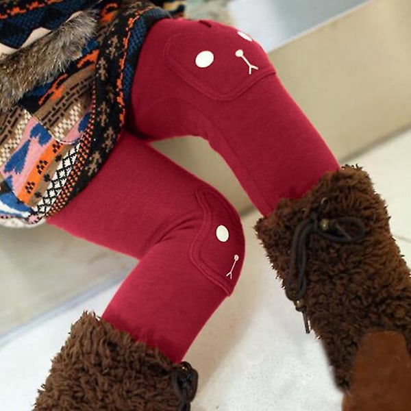 Jente Slim Fit Bukser Vinter Varme Stretchy Leggings Jeggings Casual Bukser 2-7 År Red 3-4 Years