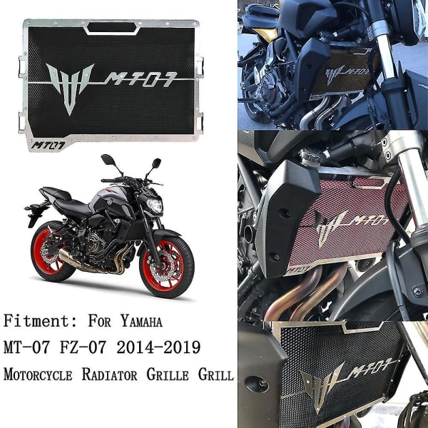 Bimirth Yamaha Mt-07 Mt07 Fz-07 Fz07 2014 - 2019 -moottoripyörän jäähdyttimen säleikkösuoja, suojaverkko, lokasuojan lisävarusteet All black