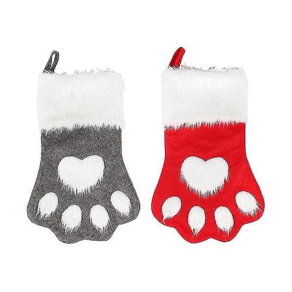 2pcs Plaid Hanging Christmas Dog Stocking For Christmas Decorations