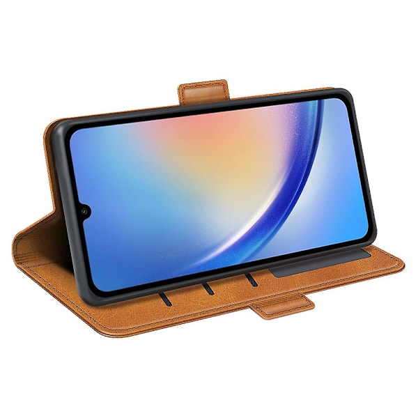 Samsung Galaxy A35 5G PU-nahkakotelo, lompakkokotelo, kääntöpuhelinkotelo, 3 korttipaikalla Yellow