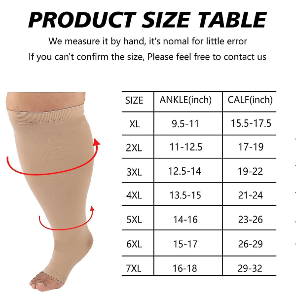 Kompressionsstrømper til mænd og kvinder, kompressionsstrømper i stor størrelse til bred læg, høje knæstrømper til flyrejser, medicinsk kompression 6XL
