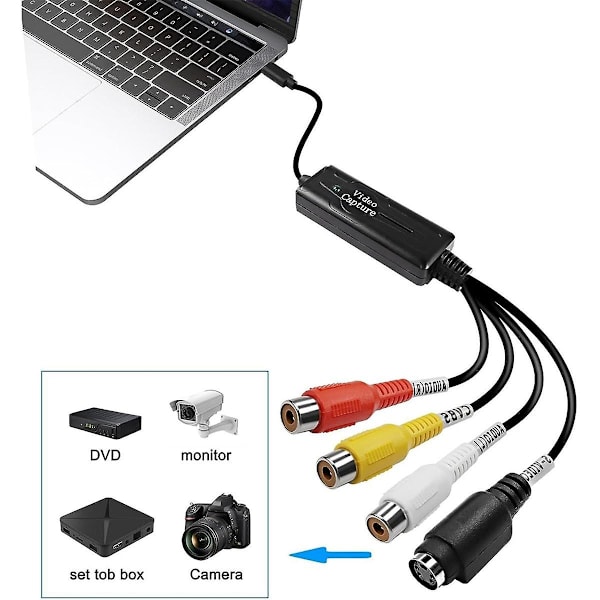 Rca Av Til Usb C Konverter Video Capture Card Adapter 1 Kanal Av Ntsc Pal Video S Video/komposit Til Usb Konverter