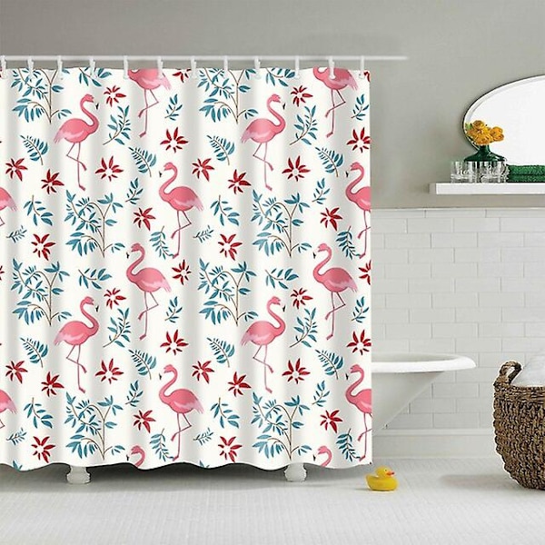 Bruseforhæng Vandtæt Polyester Badeforhæng Dyr Fugle Ugle Sommerfugl Flamingo Badeforhæng Med Kroge