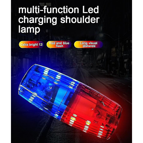 Led Röd Blå Multifunktion Clip Blinkande Varning Säkerhet Axel Polis Ljus Usb Laddning
