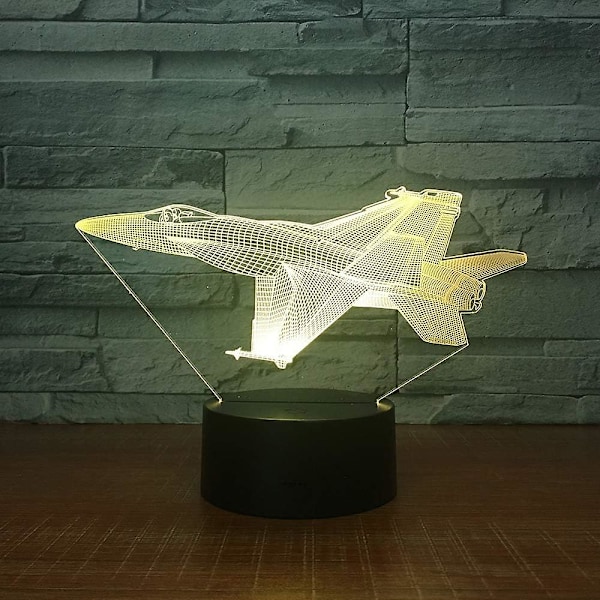 3d flyvemaskine fly natlys lampe illusion led 7 farve skiftende touch switch bord dekoration lamper akryl flad abs base usb kabel legetøj (bus)