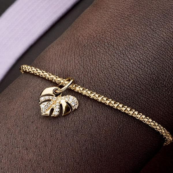 Pandora - Kimalteleva Monstera-lehden riipus - 14k kullattu
