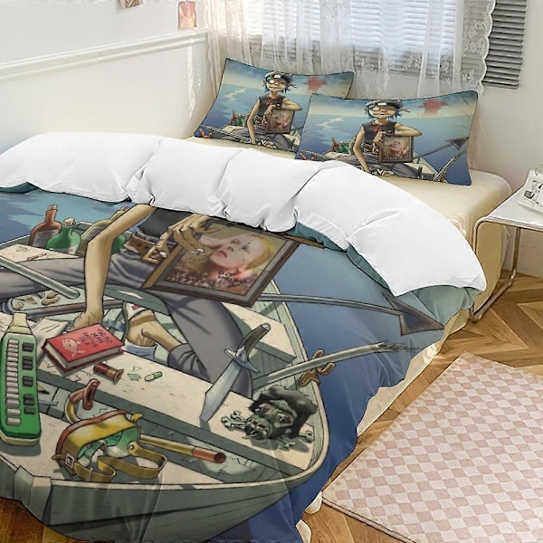 x489 Gorillaz 3-delt Sengesæt Varmt og Behageligt Blødt Dynebetræk Sengesæt med 1 Dynebetræk og 2 Pudebetræk til Soveværelse b489 135x200cm 53x78in
