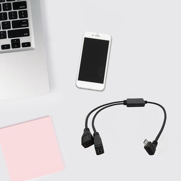 Splitter & Micro Usb-kabel, 5-polet han til 2-hun Y-splitterkabel-oplader right bend